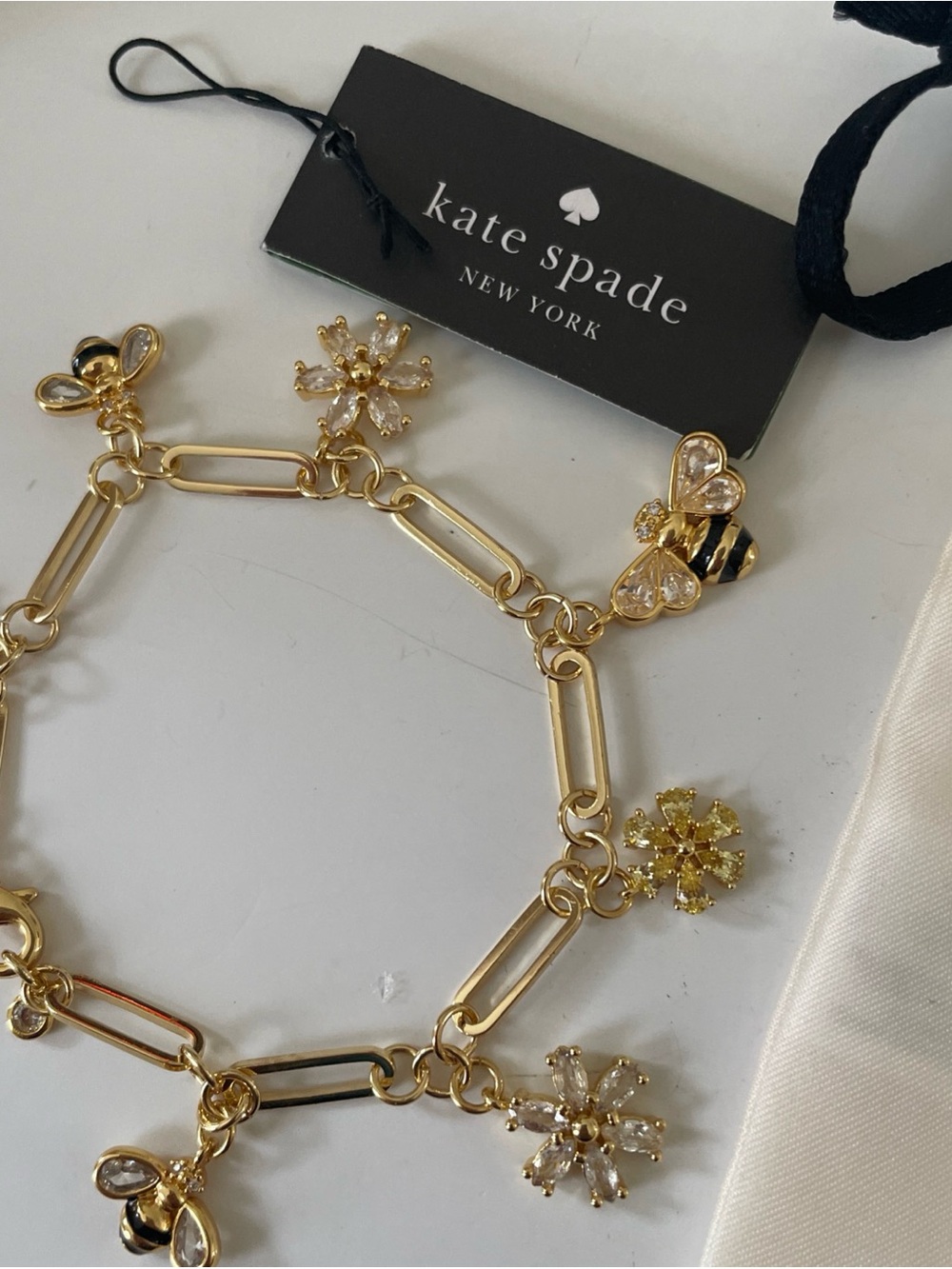 kate spade Gold Bee & Floral Charm Link Bracelet - Picture 2 of 6